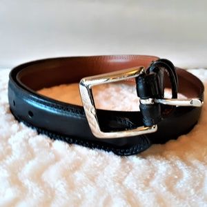 BILL BLASS Italian Leather Belt/Brass Buckle-34